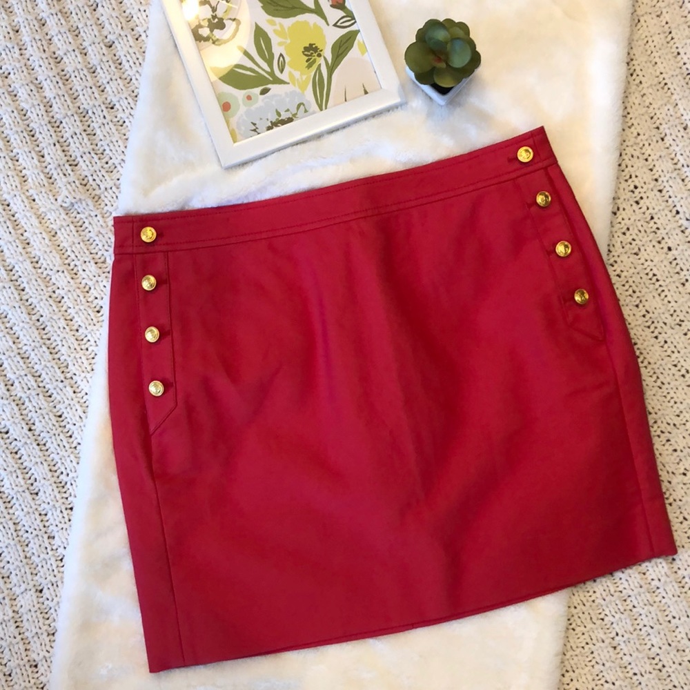 ✨HP✨NWT {J Crew} Pink Skirt w/ Gold Sailor Buttons - Picture 3 of 7